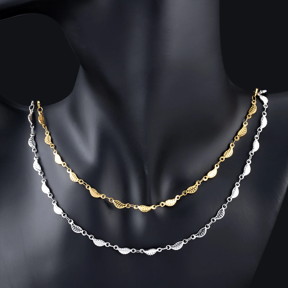 1Meter Leaf Design Stainless Steel Striped Leave Trend Link Chain Bulk Bracelet Chains DIY Necklace Jewelry Findings Wholesale