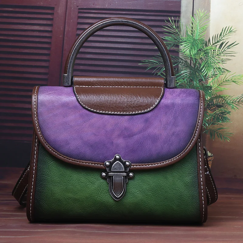 

High Quality Real Cowhide Women Messenger Shoulder Tote Bags Female Pouch Vintage Luxury Genuine Leather Cross Body Bags Handbag