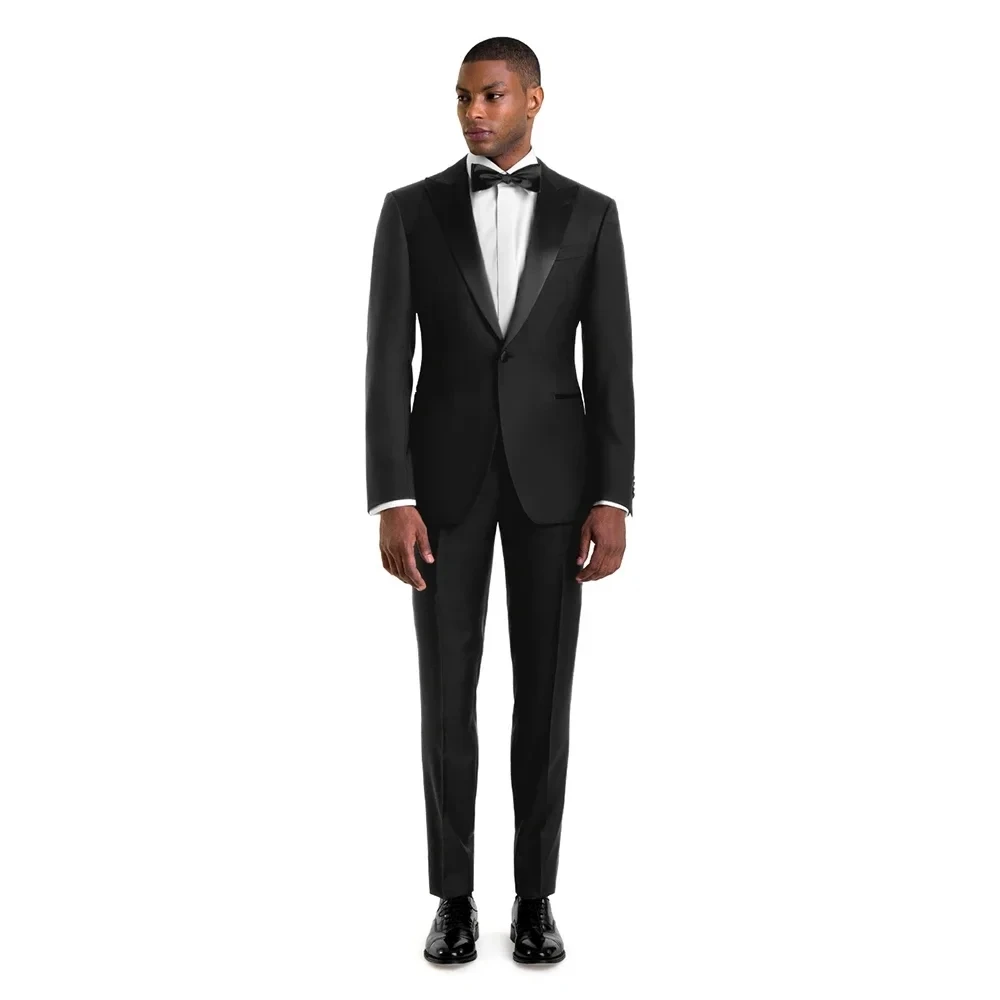 

Formal Black Men Suits Slim Fit 2 Pieces Peaked Lapel One Button Prom Party Outfits Wedding Groom Tuxedo Casual Daily Outfits