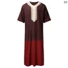2026 Men's Summer Islamic Robe Moroccan Kaftan 3D Digital Print Muslim Thobe