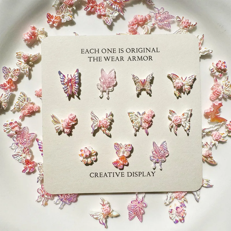 Butterfly Parts Nail Art Decoration Kawaii 3D Elf Butterfly Resin Manicure Charm Rhinestones DIY Nails Tips Figures Girl Gifts