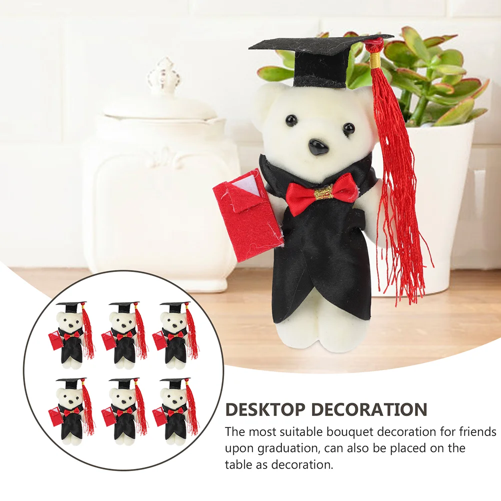 8 Pcs Graduation Gift Bouquet DIY Supplies Toy Mini Bear Adornments for Dolls Polyester Ornaments