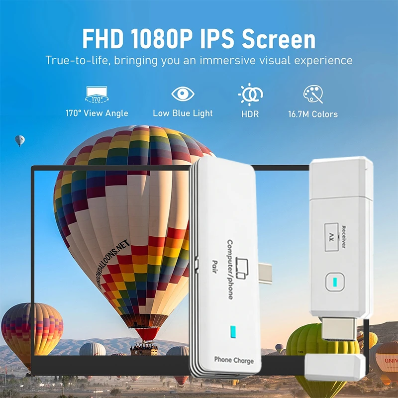 

Беспроводной передатчик и приемник видео и аудио 5.8G USB Type-C HD, 1080P, 50 м, Wi-Fi, для трансляции на экран ТВ