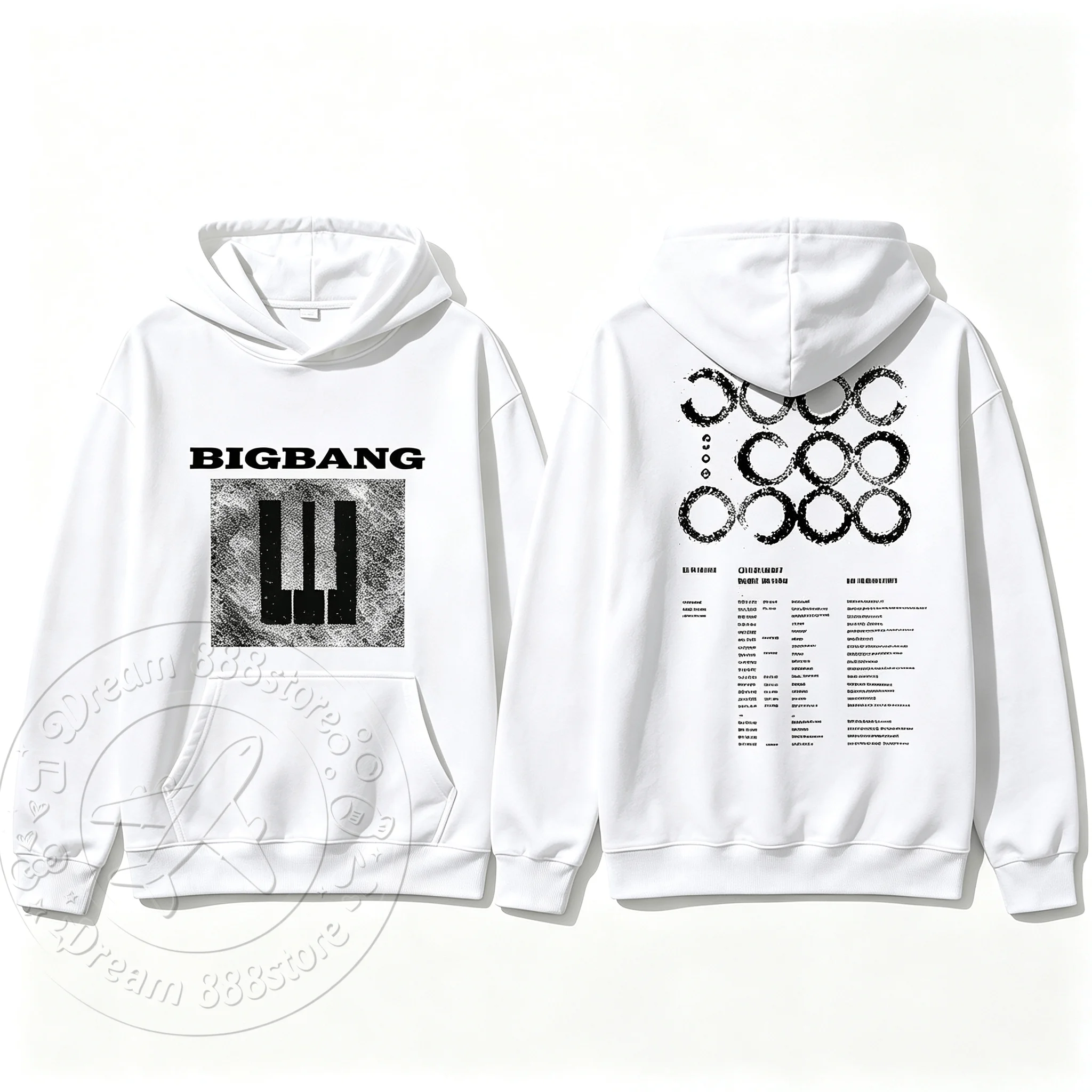 2026 BIGBANG 20. Jubiläums-Konzert Hoodie mit beidseitigem Tour-Liste-Druck, Unisex, Oversized, locker, lässig, Kpop Kapuzenpullover – Detail 10