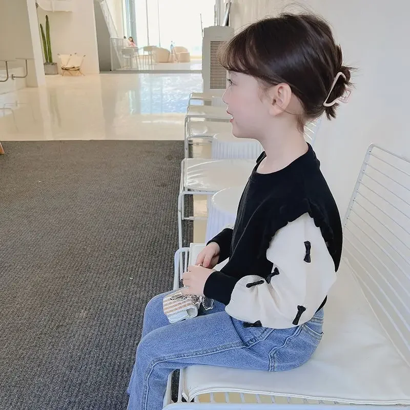 2026 Girls Spring Autumn Sweatshirt Trendy Kids Base Layer Top Baby Casual Pullover Children Clothing