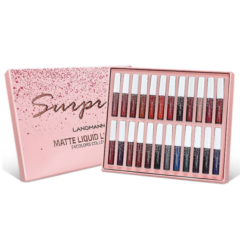 マットベルベットリップグロスセット,長持ち,防水,高度に着色,保湿,すべての肌へのギフト,24個
