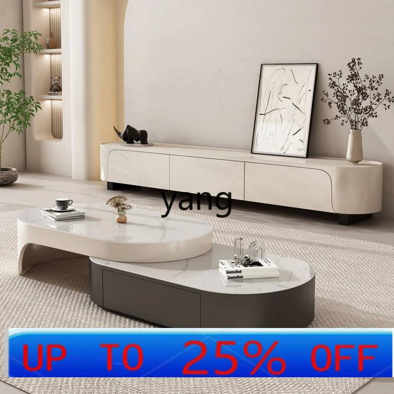 LMM Home Cream Wabi-Sabi Style moderne Internet célébrité Table basse extensible meuble TV