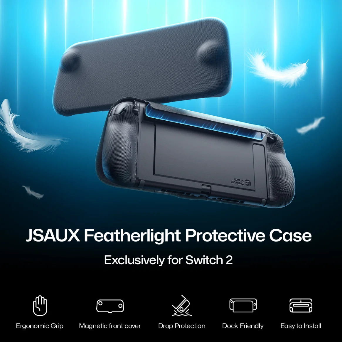 

Featherlight Protective Case Exclusively for Switch 2, Magnetic Detachable Front Cover,Travel with Adjustable Stand for Switch 2