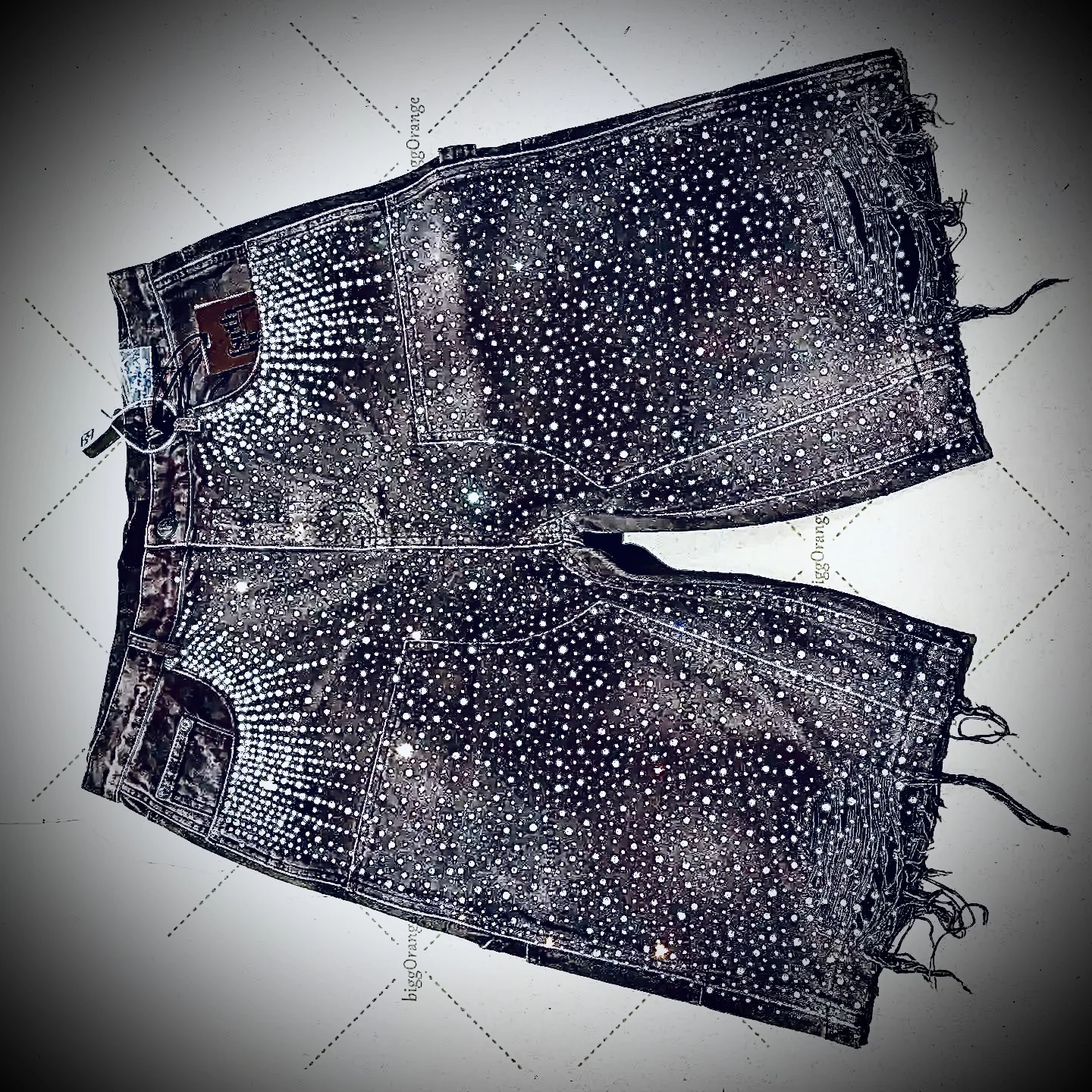 

TOP Streetwear Hip Hop Cowboy Couple Vintage Rhinestone Sequined Denim Shorts Y2K Denim Loose Sport Shorts Denim Casual Shorts