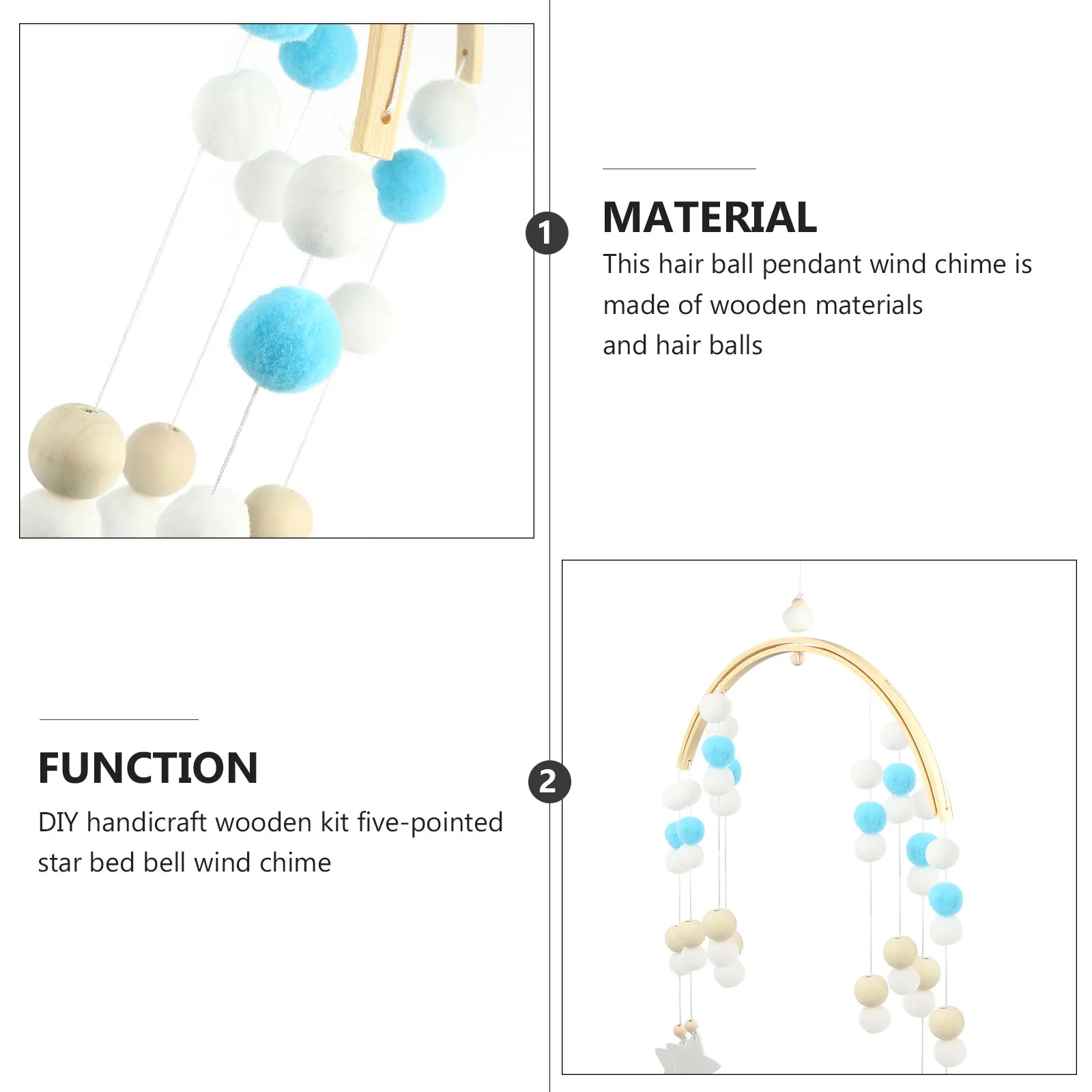 

Wooden Bed Bell Wind Chime Hanging Decoration Beads Nordic Style Baby Hangings Ornament Photography Props