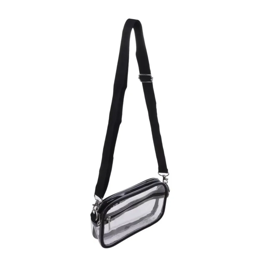 Versatile Double-deck Clear Crossbody Bag PVC Waterproof Transparent Shoulder Bag Stadium Bag Stadium Events