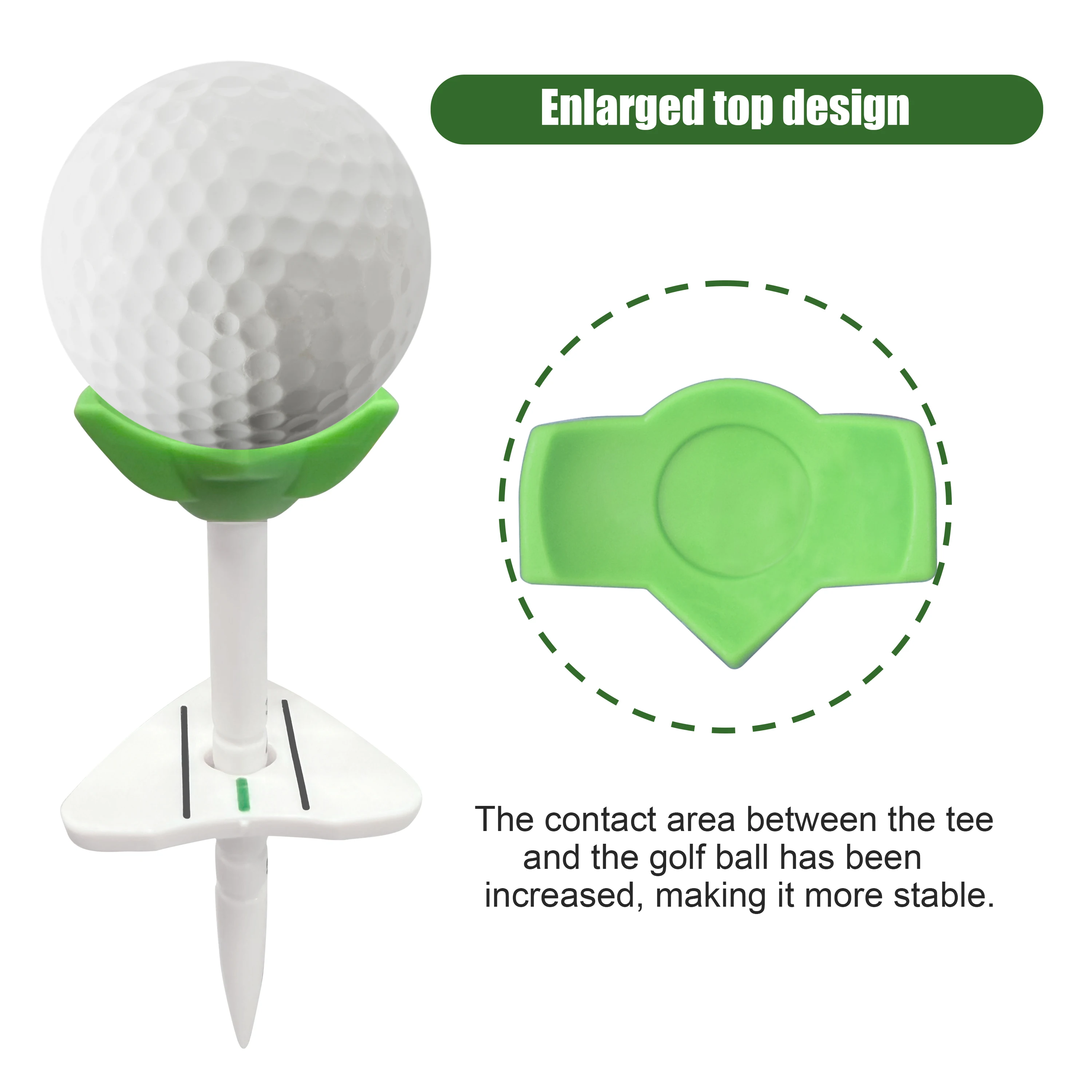 5-Level Adjustable Golf Tees, 35-55mm Height, Enlarged Stable Top, Durable Plastic Tees with Swing Alignment Guide, 4 Colors