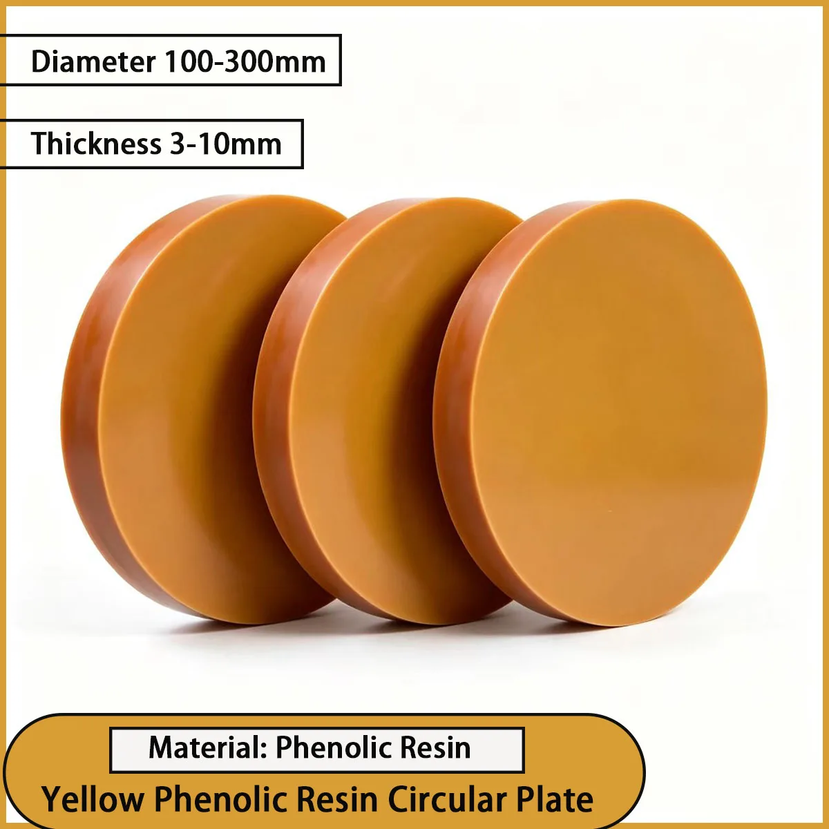Yellow phenolic resin circular plate with a diameter of 100-300mm is used for electrical insulation pads,mechanical fixtures,etc