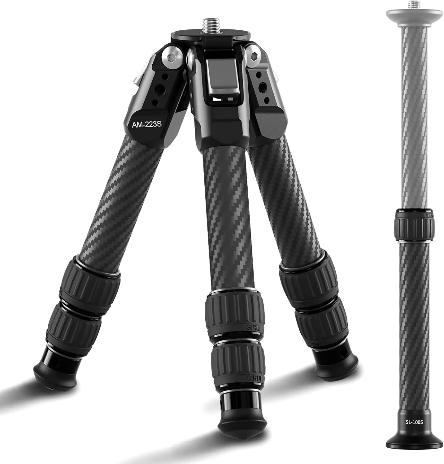 

Mini Carbon Fiber Tripod with Extendable Center Column, Max Height 26", Supports 33lbs - Ultra-Light 1.7lbs for Desk & T