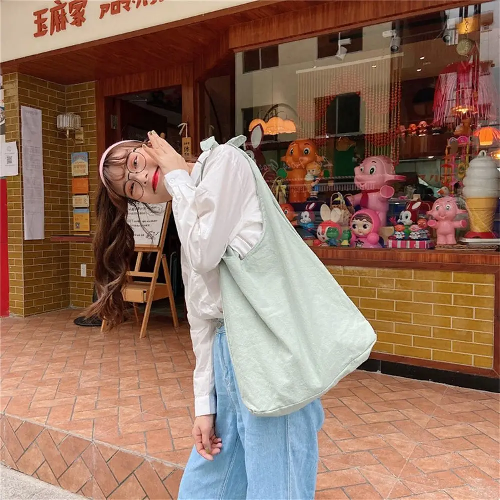 Solid Color Tote Bag Leisure Multicolor Daily Shoulder Bag Large Capacity Casual Knot Cloth Bag Women Girls