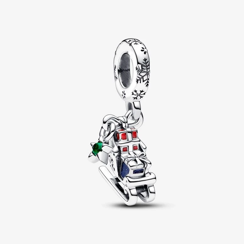 

2023 Authentic 925 Sterling Silver Christmas Sleigh 2023 Dangle Charm beads Fits Pandora bracelets Jewelry Making