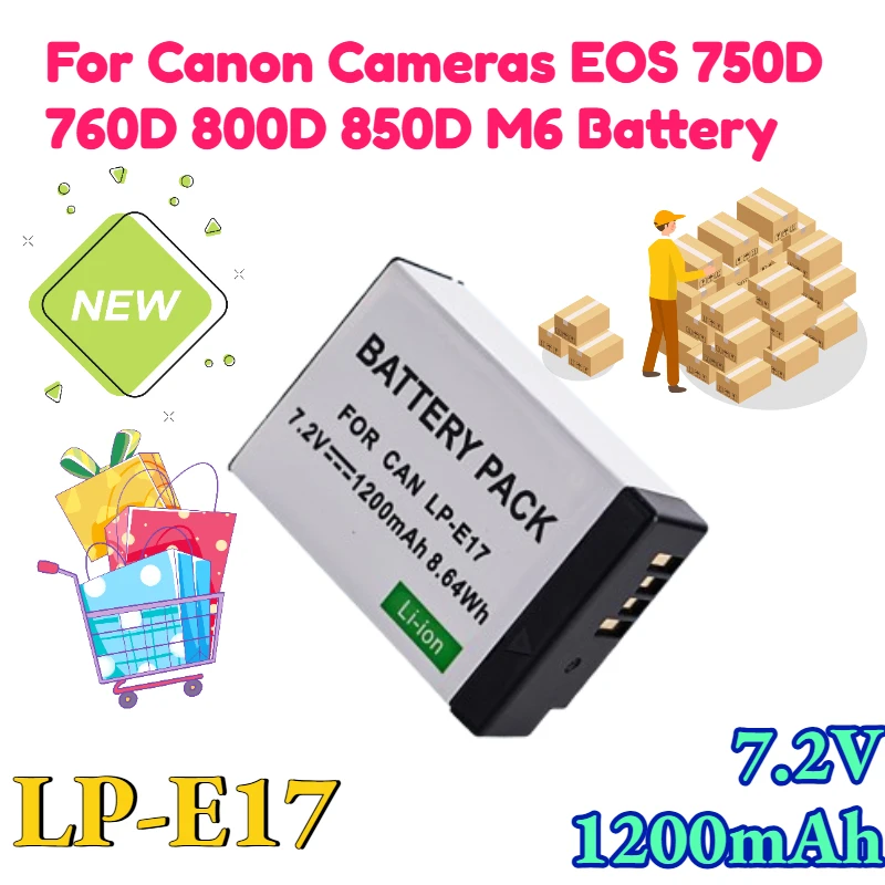 

7.2V 1200mAh LP-E17 Battery Camera Batteries for Canon Cameras EOS 750D 760D 800D 850D M6 Battery