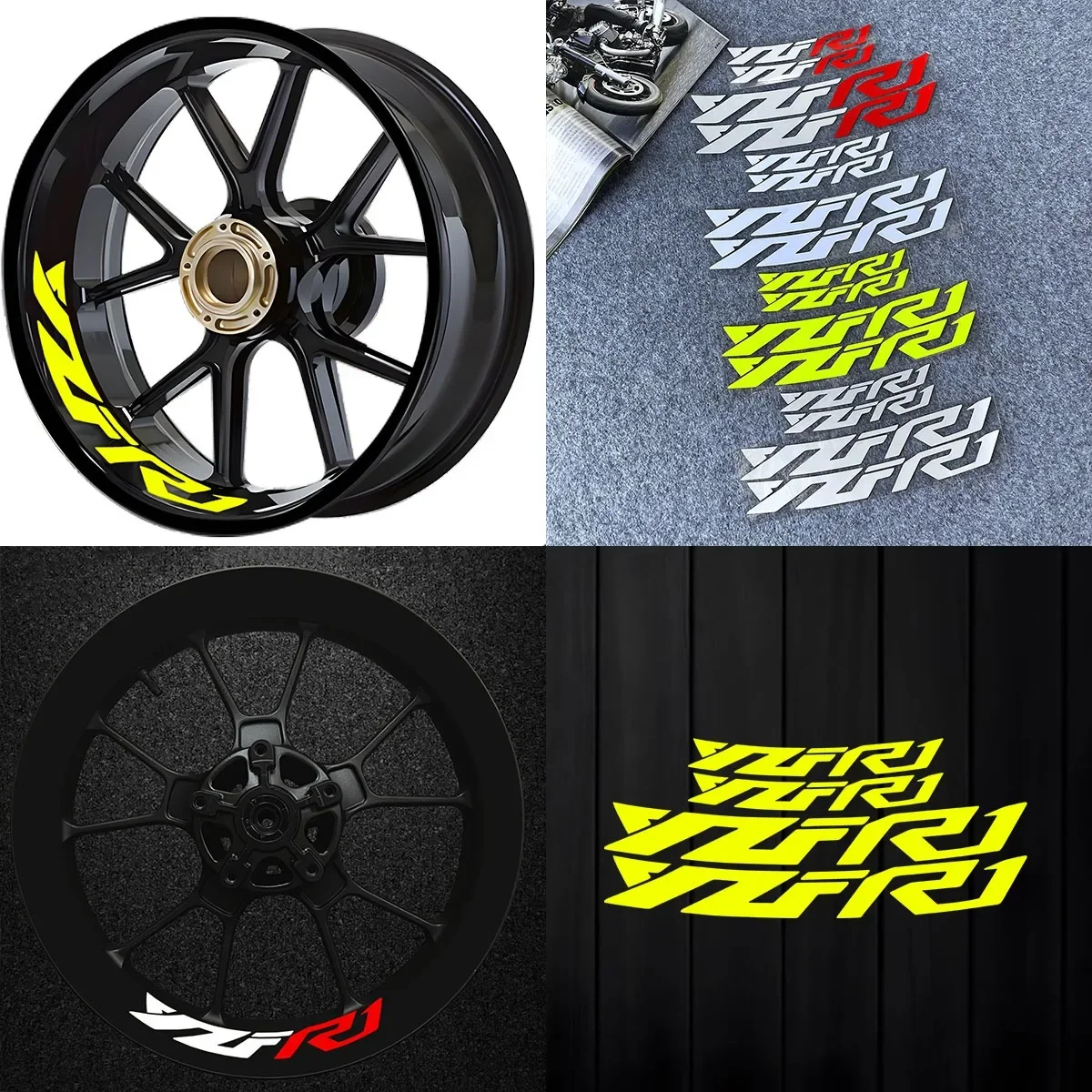 For YAMAHA Motorcycle YZFR1 YZF R1 YZF-R1 Logo Emblem Reflection Stickers Motor Cycle Wheel Inner Strip Decals Accessories