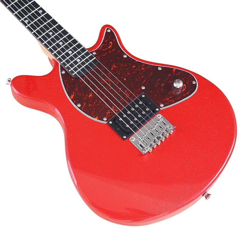 Mini Guitar 6 String Electric Guitar 36 Inch Solid Basswood Body Canada Maple Neck Red & Blue Color