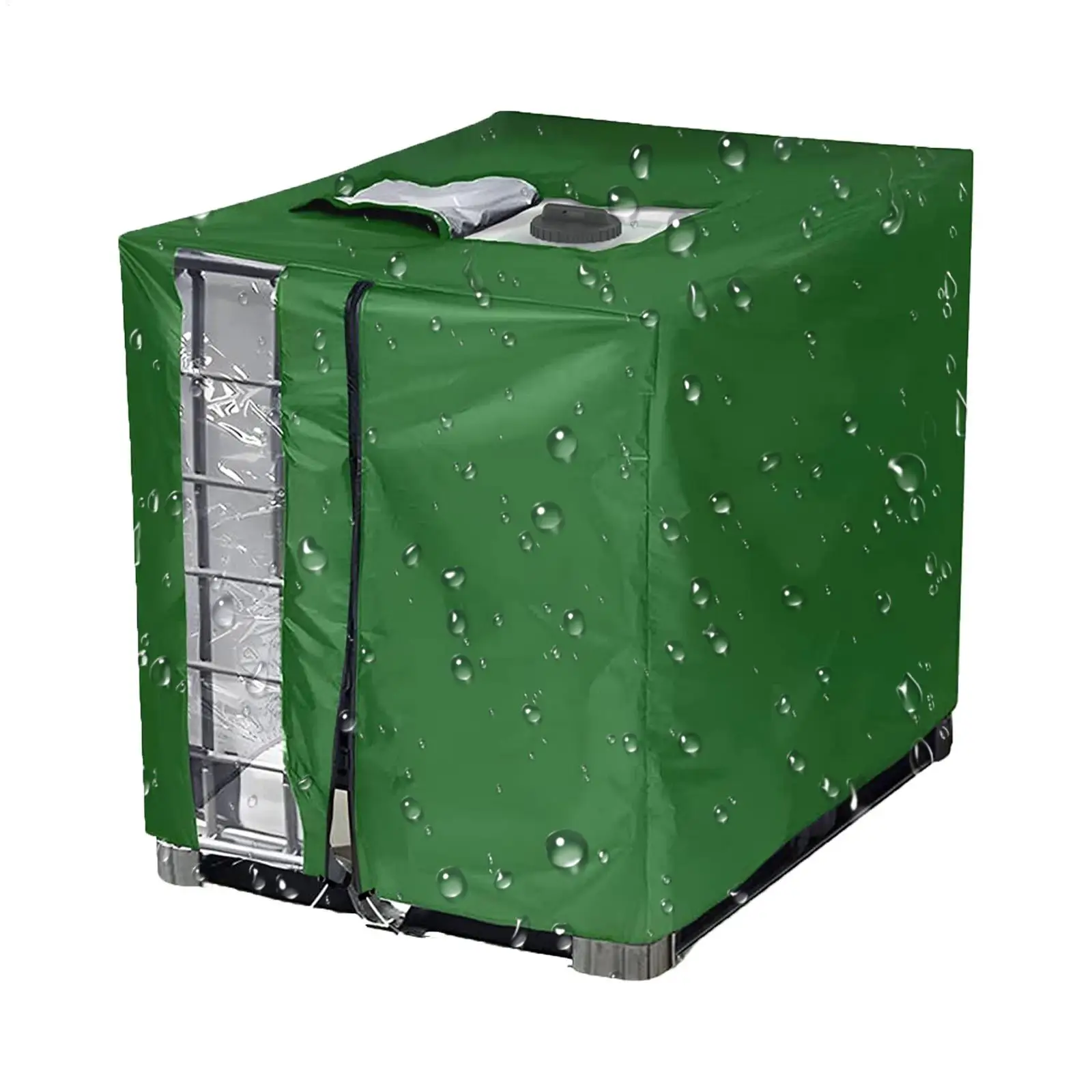 Tote Cover Oxford Waterproof Sunshade With Viewing Window Water Tank Container Cover For Patio Lawn Garden Rain Well Against
