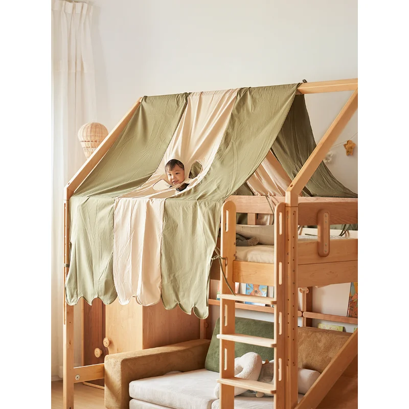 Dongda solid wood children's bed boy half-height bed girl princess bed castle slide up and down children's tree house