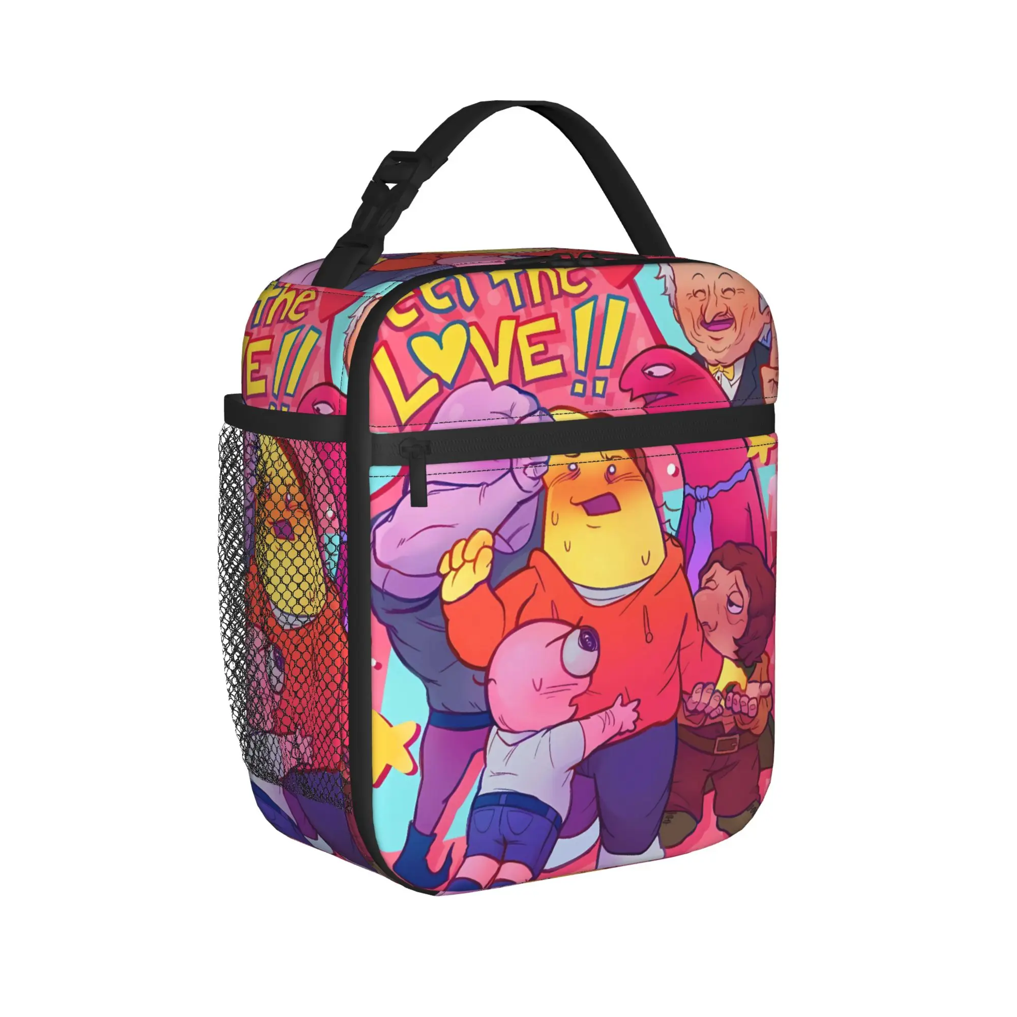 Smiling Friends Lunch Bag  Travel Lunch Box For Men Aesthetic Print Thermal Tote Handbags Oxford Portable Cooler Bag