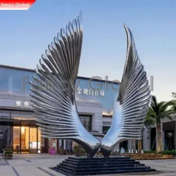 Hotel Outdoor Residential Large Sculpture Modern Garden Stainless Steel Slice Statues