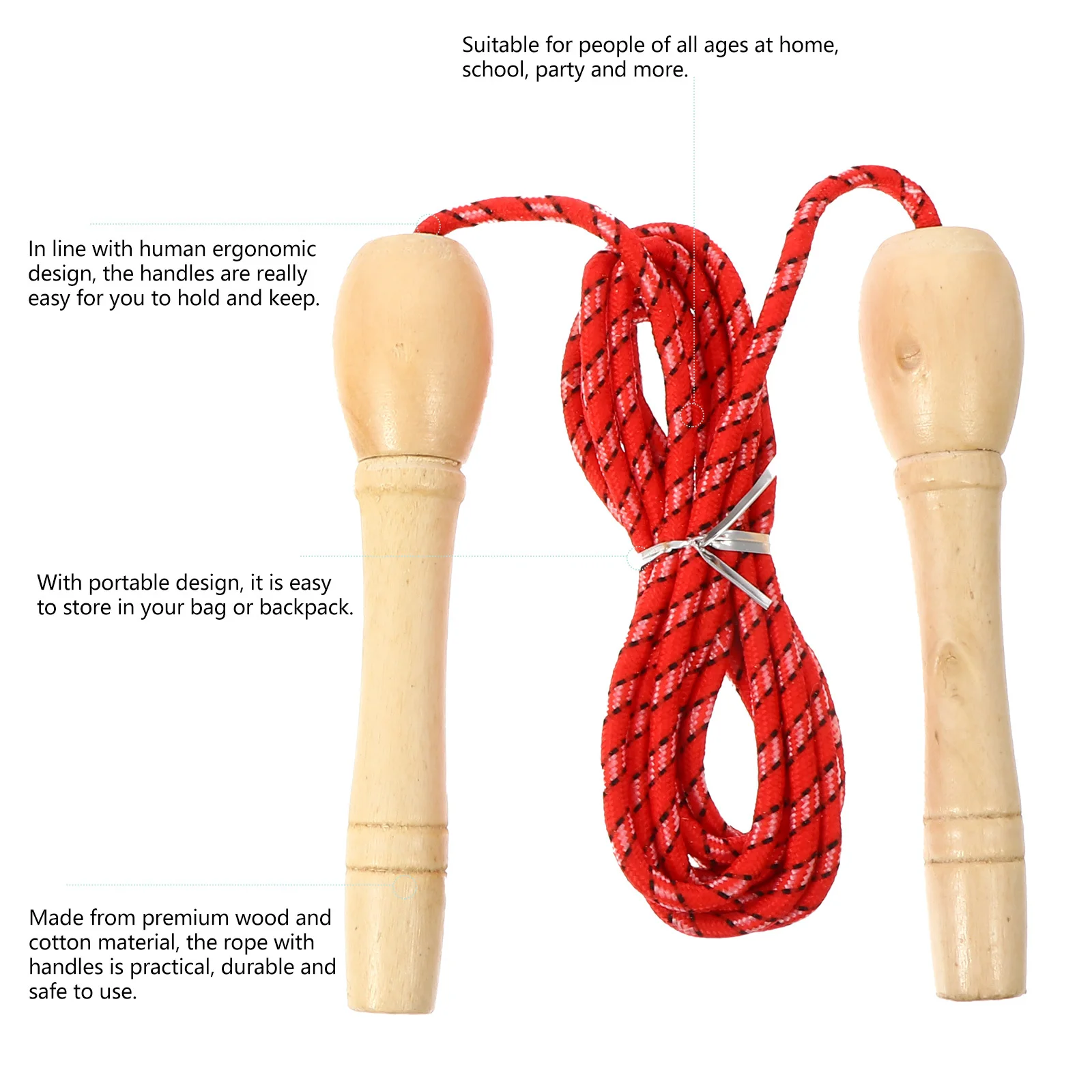 

4Pcs Student Jump Rope Professional Grade Wooden Handle Skipping Rope for Fitness Training Joyful Exercise At School Or Home