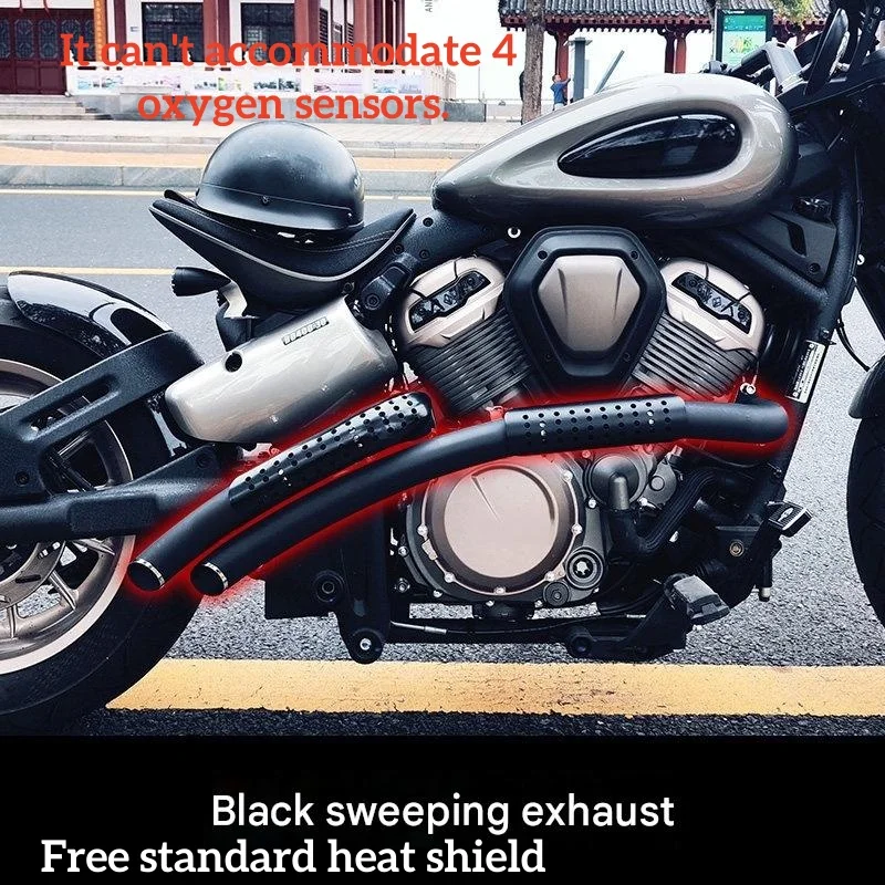 Full System 2-2 Straight Through Retro Low Swept Exhaust Pipe for Benda Napoleon 450, No Cutting Direct Fit Mod Parts