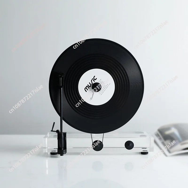 Light luxury vertical retro phonograph vinyl record crystal creative ornament model desktop study model room