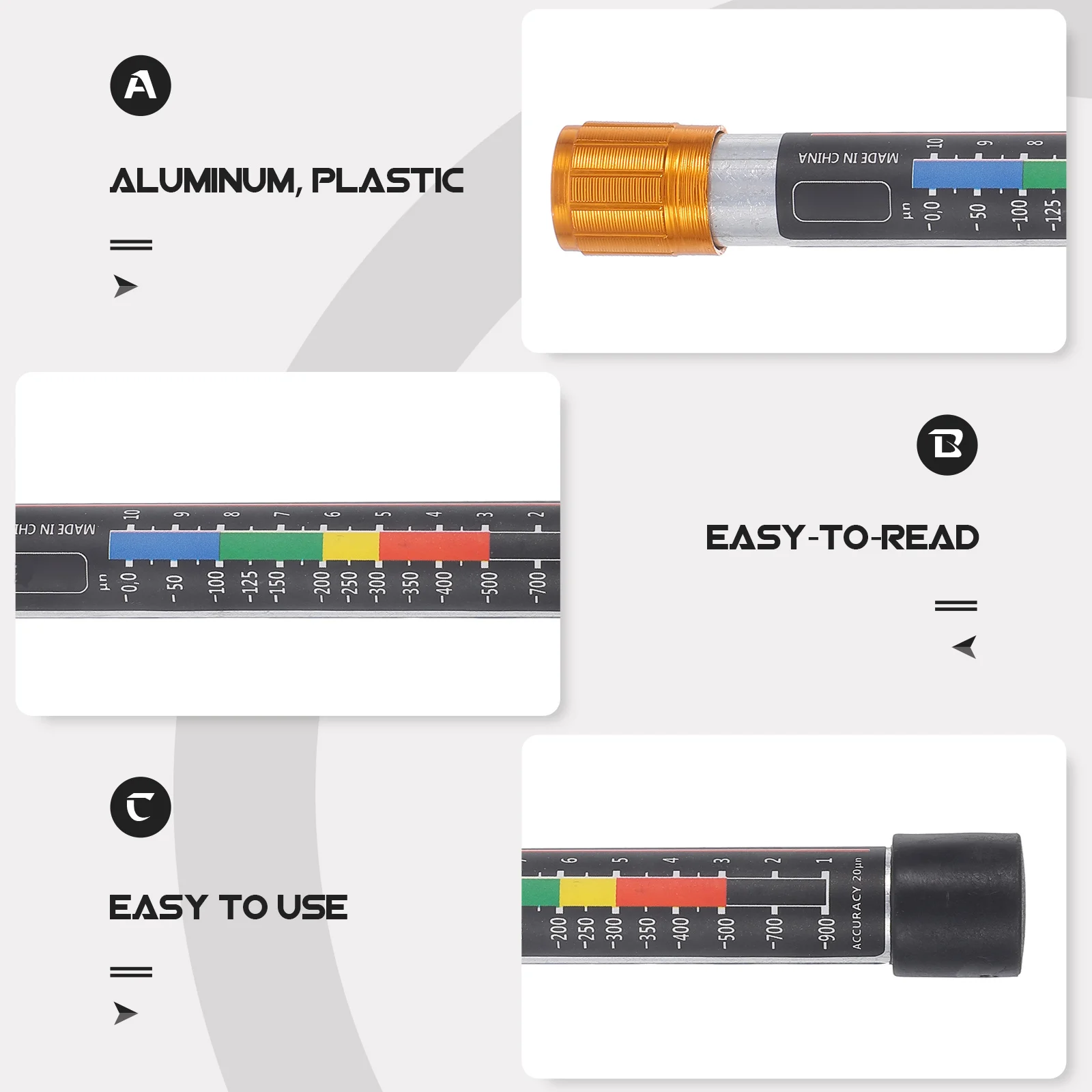 جهاز اختبار طلاء جسم السيارة، أداة تفصيل طرف بلاستيكي للكشف عن السيارات TOPPERFUN #4