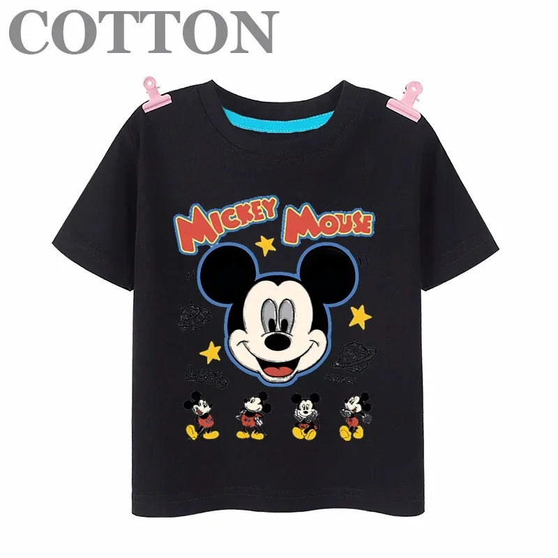 Cotton children's T-shirt Fashion children's clothing Summer girls short sleeve cartoon family suit Disney Mickey Mouse pattern