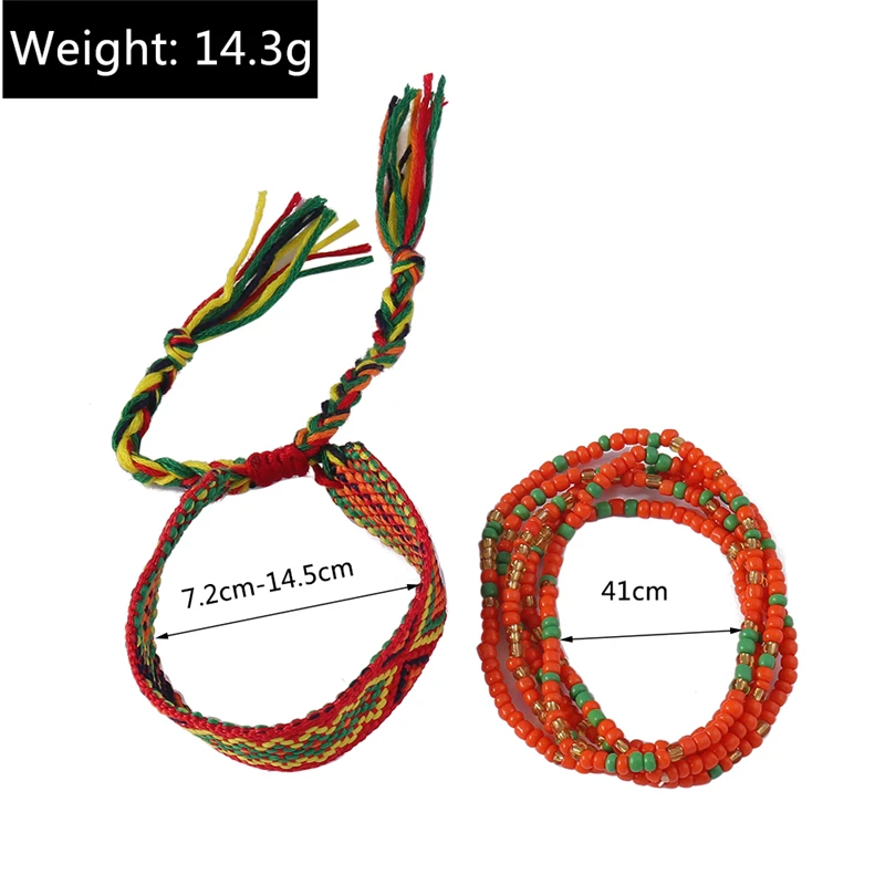 Bohemian Handmade Beads Anklets Embroidery Braided Anklets Bracelets on Leg for Women Girls Summer Beach Holiday Jewelry Gifts