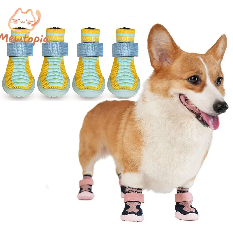 

Breathable Knitted Teddy Corgi Dog Shoes Lightweight And Not Stuffy Feet Small And Medium-Sized Dogs Non-Slip Outdoor Shoes