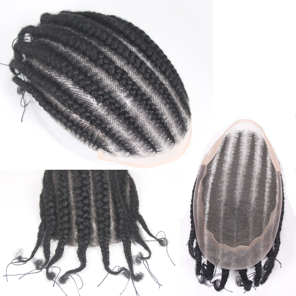 

Кружевной передний + искусственный вокруг Q6 Base Afro Braid Toupee для мужчин Афро-завитые волосы для мужчин 100% система замены человеческих волос 10x8 дюймов