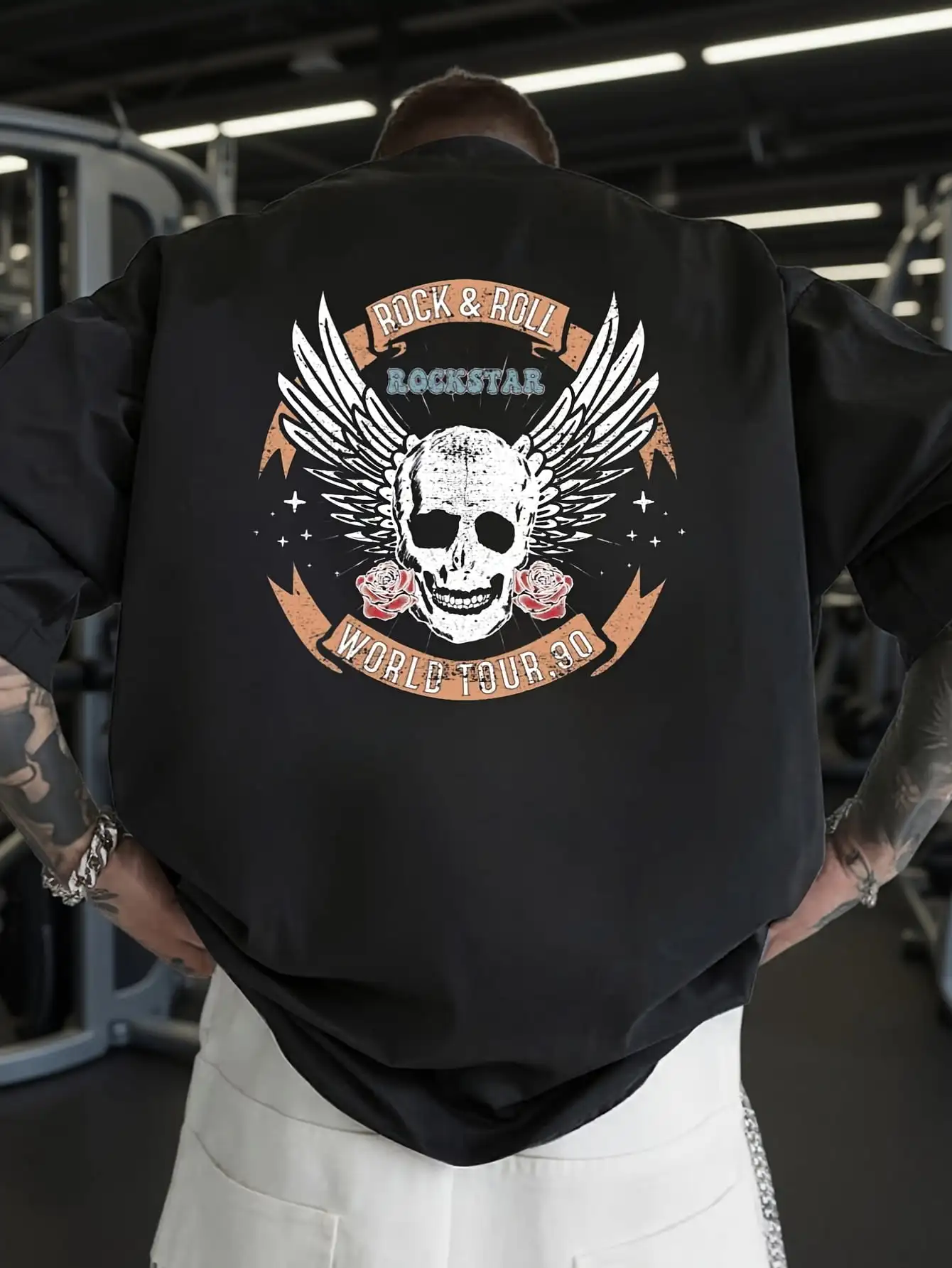 Men's Vintage Rock & Roll Skull Wing T-Shirt