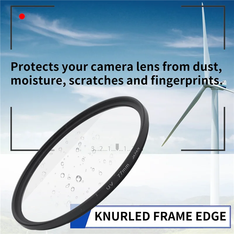 عدسة مرشح للأشعة فوق البنفسجية مقاس 77 مم لكاميرا Canon Nikon DSLR-A32R