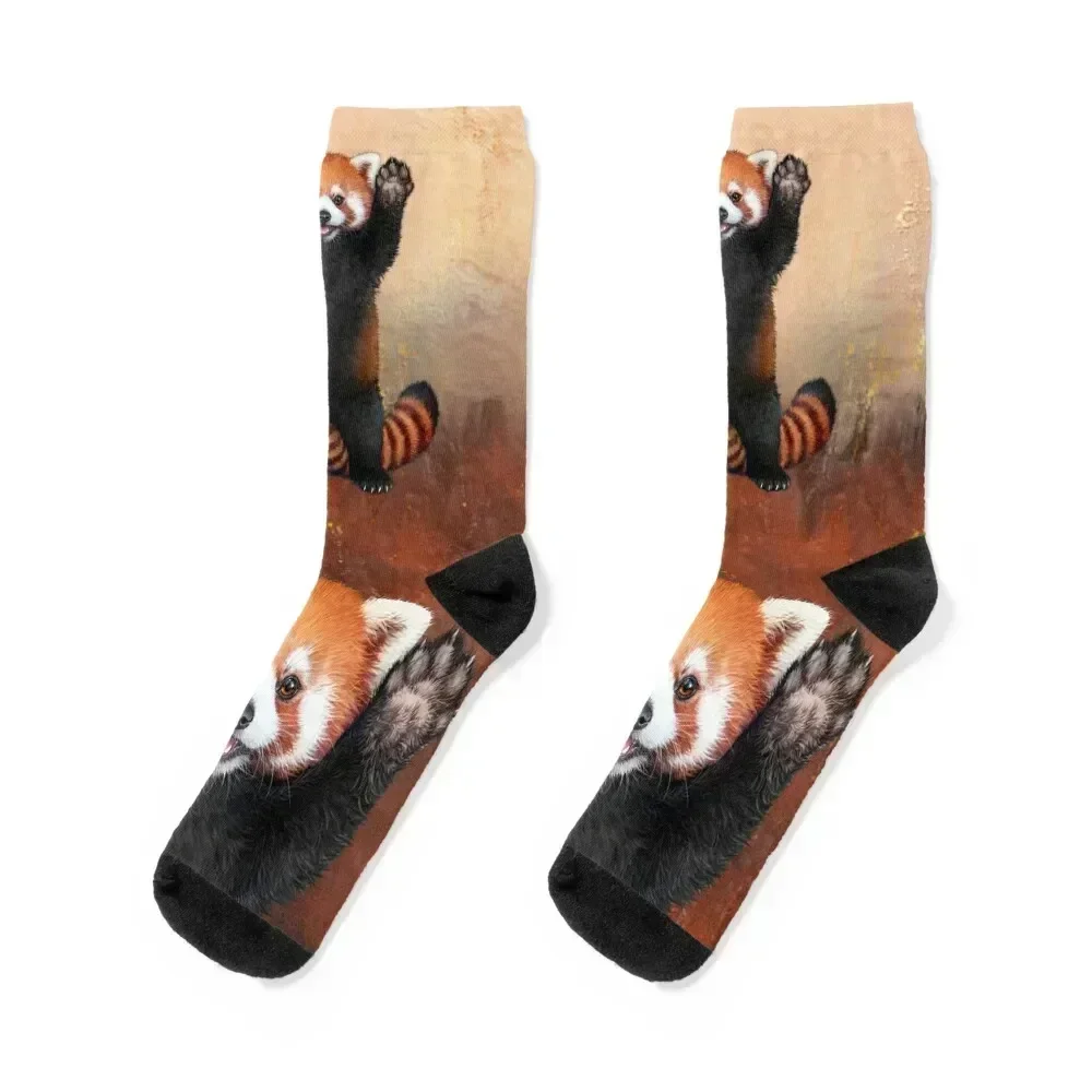 

Red Panda Painting Socks Stockings man with print luxe warm winter Mens Socks Women's