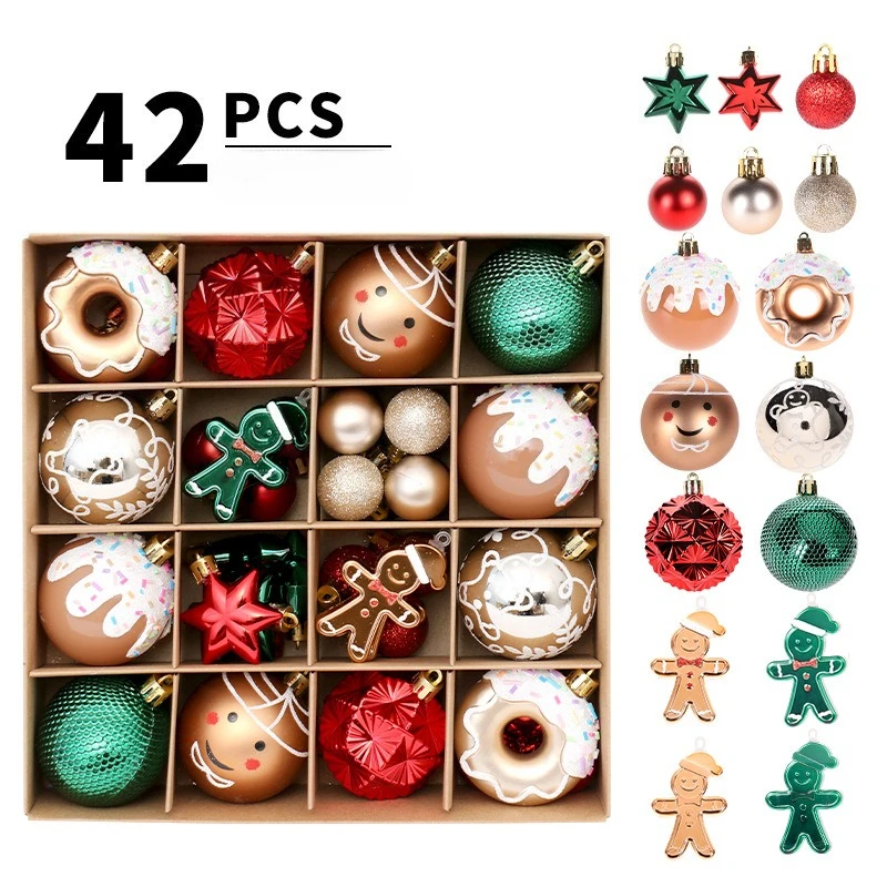 

42pcs 6cm Christmas Ball Gingerbread Man Xmas Tree Hanging Ornaments Home Christmas Decoration Party New Year Gift Navidad 2025