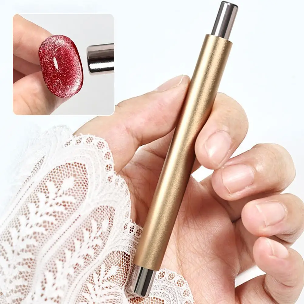 1 pz strumento magnetico per unghie a doppia testa occhio di gatto sfera magnetica manico in alluminio gel per unghie francese cilindrico nail art bastone magnetico per unghie