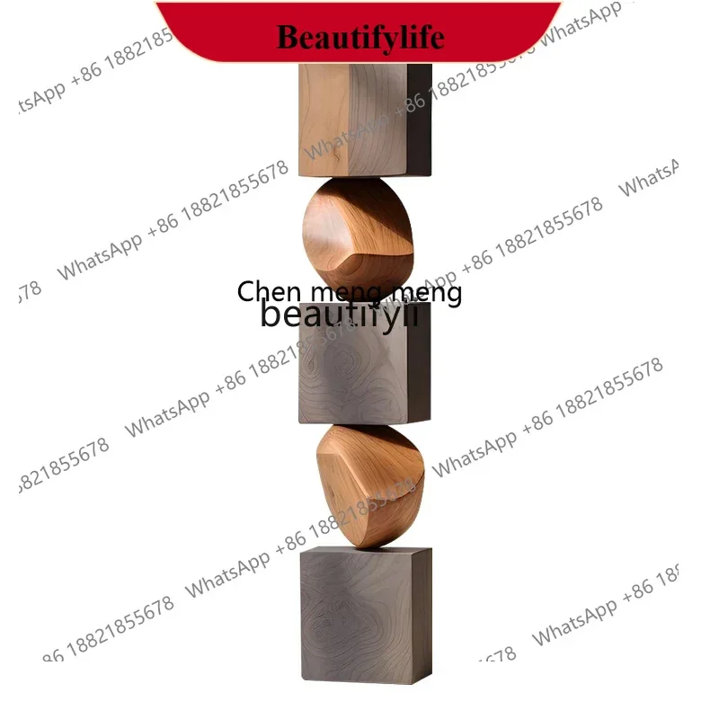 

D178 yh Endless Pillar Designer Hotel Solid Wood Sculpture Art Floor Ornament Entrance Ornament