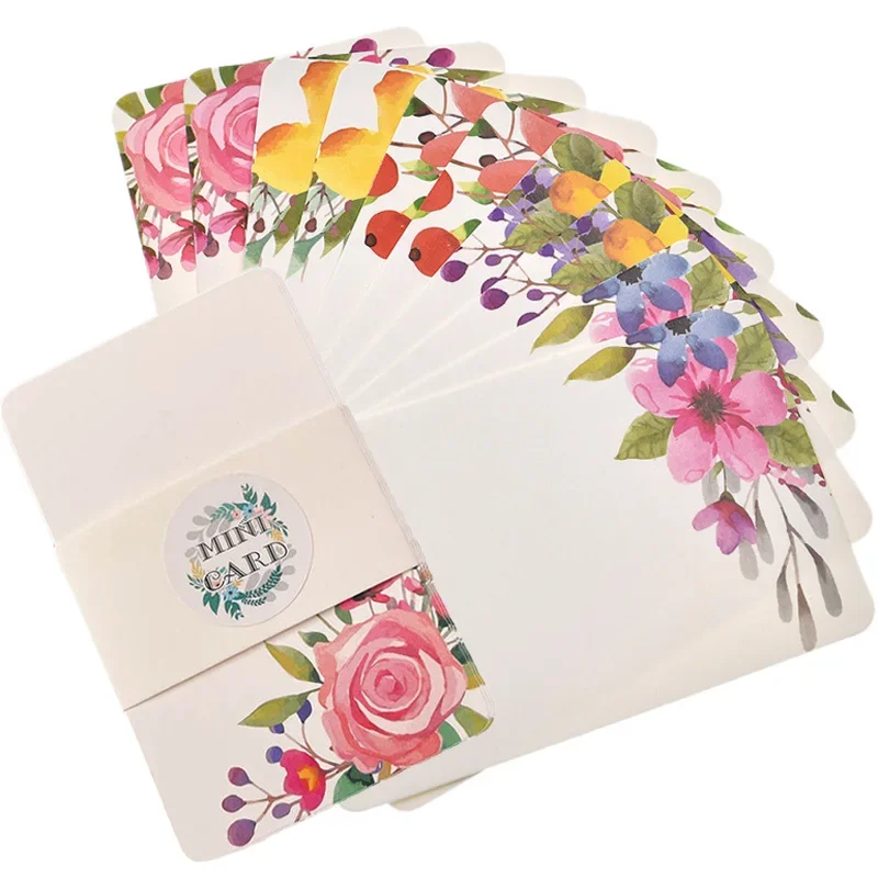 Cartes de vministériels x faites à la main avec fleurs, 50 pièces, carte en papier, carte de mots, carte d'invitation de mariage, fête d'anniversaire, bricolage