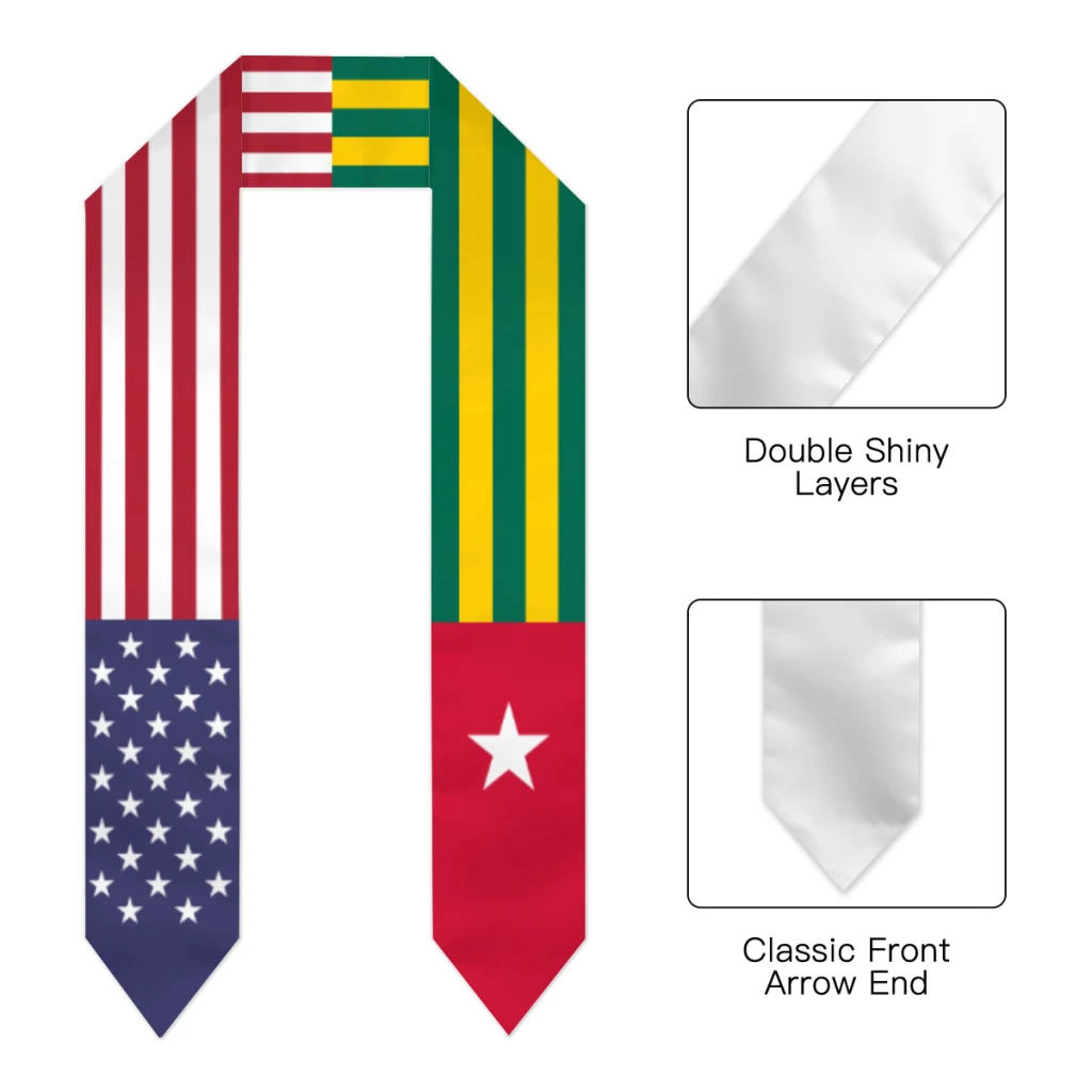 Graduation Sash Togo & USA United States Flag Stole Shawls Graduate Wraps Scraf International Student Pride Gifts