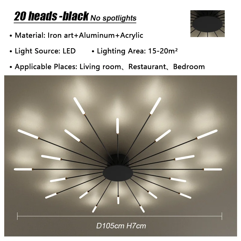 VIGOUS Modern Creative LED Ceiling Light Gold Black 9