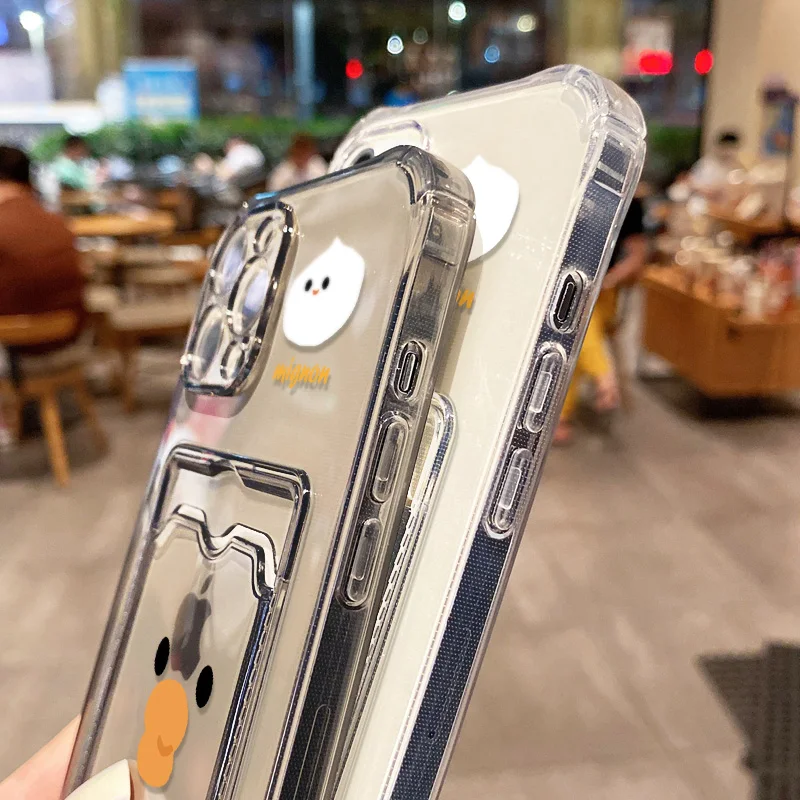 Card Slot Clear Case For iPhone 15 Case iPhone 17 Air 16e 16 Pro Max 11 12 13 14 15 XR XS Max Soft Silicone Pocket Wallet Cover