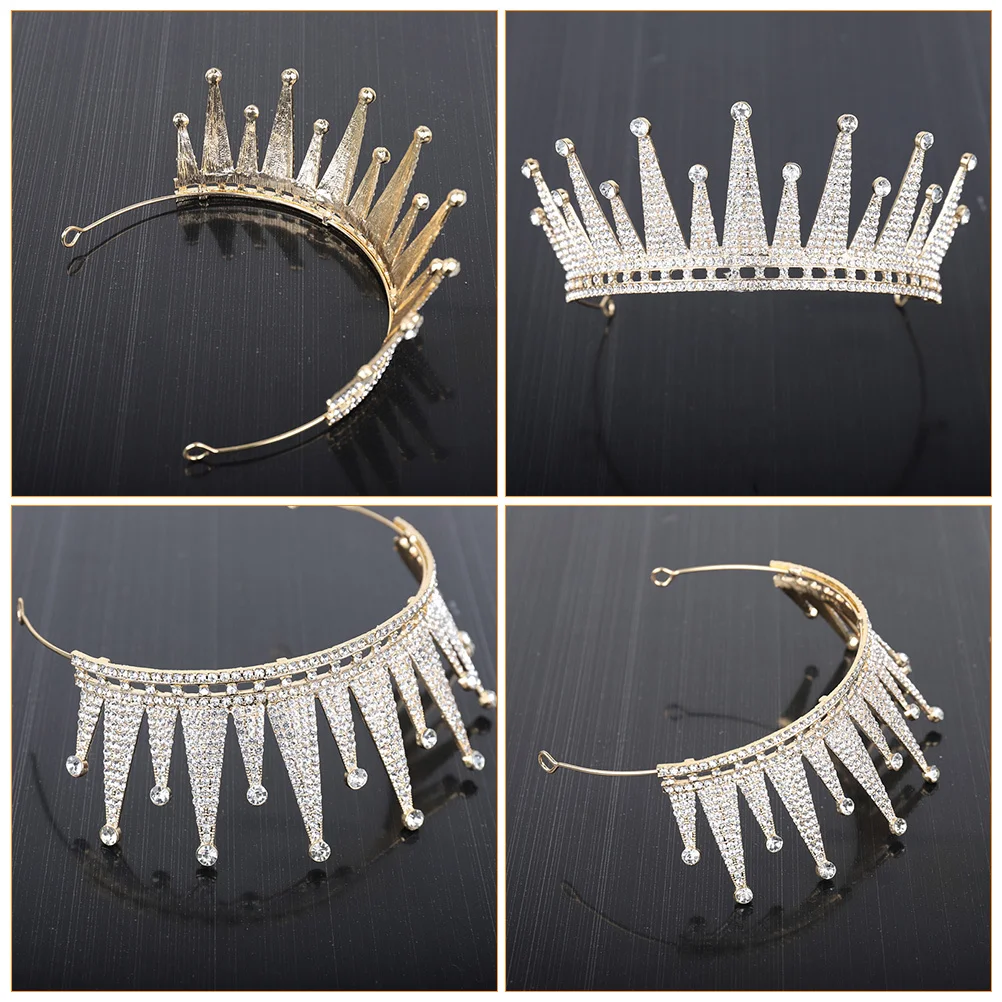 

1Pcs Bridal Wedding Hair-Hoop Elegant Crown Golden Charming Hair Ornament Stylish Head-Wear Wedding Dress Accessory