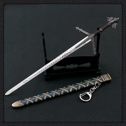 22cm Wild Hunt Steel Sword Weapon Aerondight Geralt Game Peripheral Medieval Uncut Metal Weapon Model Sword Collection Gift Toys