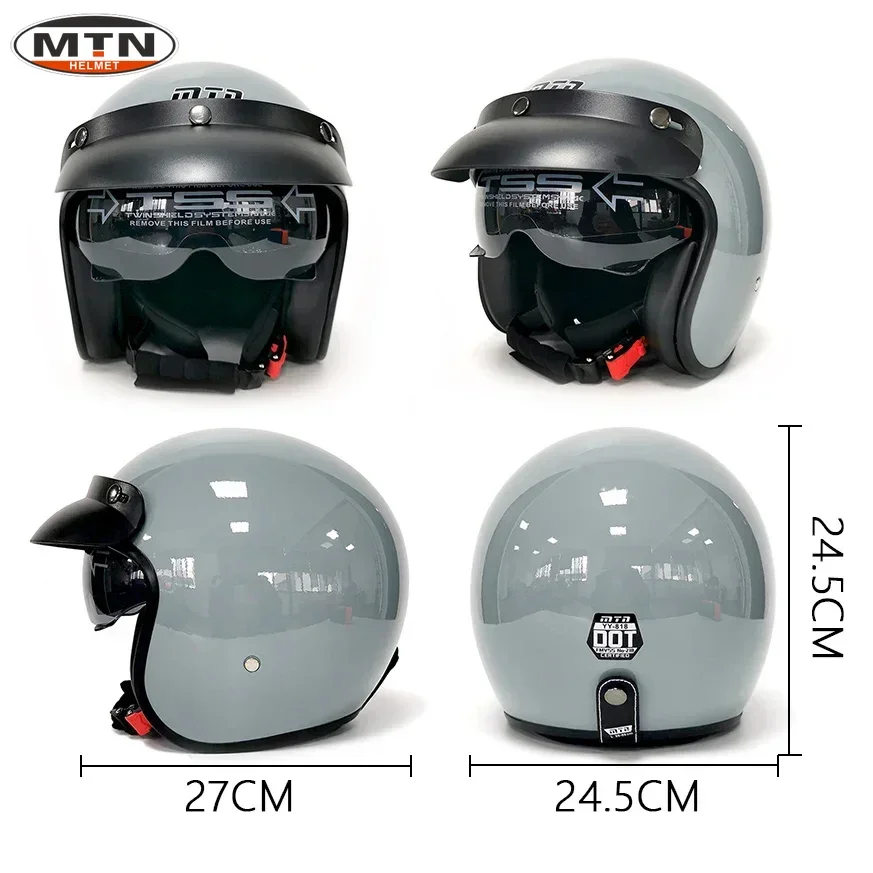 

2022 Motorcycle Helmet Open Face Retro Vintage Scooter Casco Pilot Cafe Racer Motorbike Capacete De Moto Factory Directly Sell