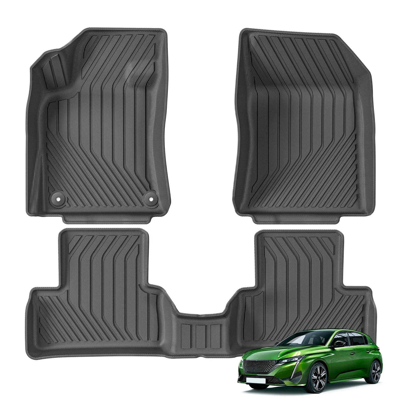 

SMABEE for 2022 2023 2024 Peugeot 308 TPE 3D Car Floor Mats Cargo Liner Trunk Pad Black Waterproof All Weather Left Rudder