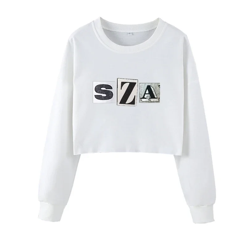 Sos Sza World Tour Album Crop Crew Neck Sweatshirt Text Print Street Style For Women Suitable